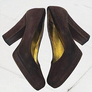 Miu Miu Womens Brown Suede Leather Square Toe Heel Size 39 (9)